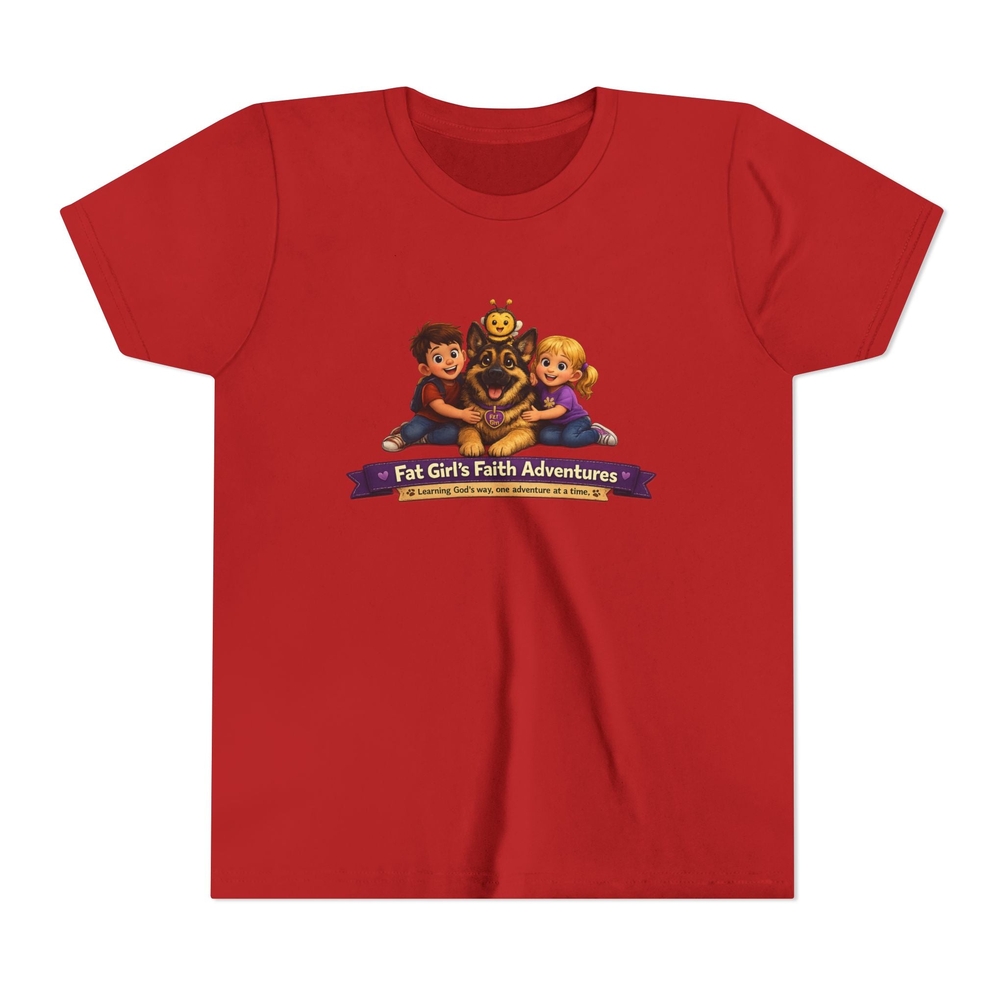 Youth Tee – “Fat Girl’s Faith Adventures” Kids Christian Adventure T‑Shirt