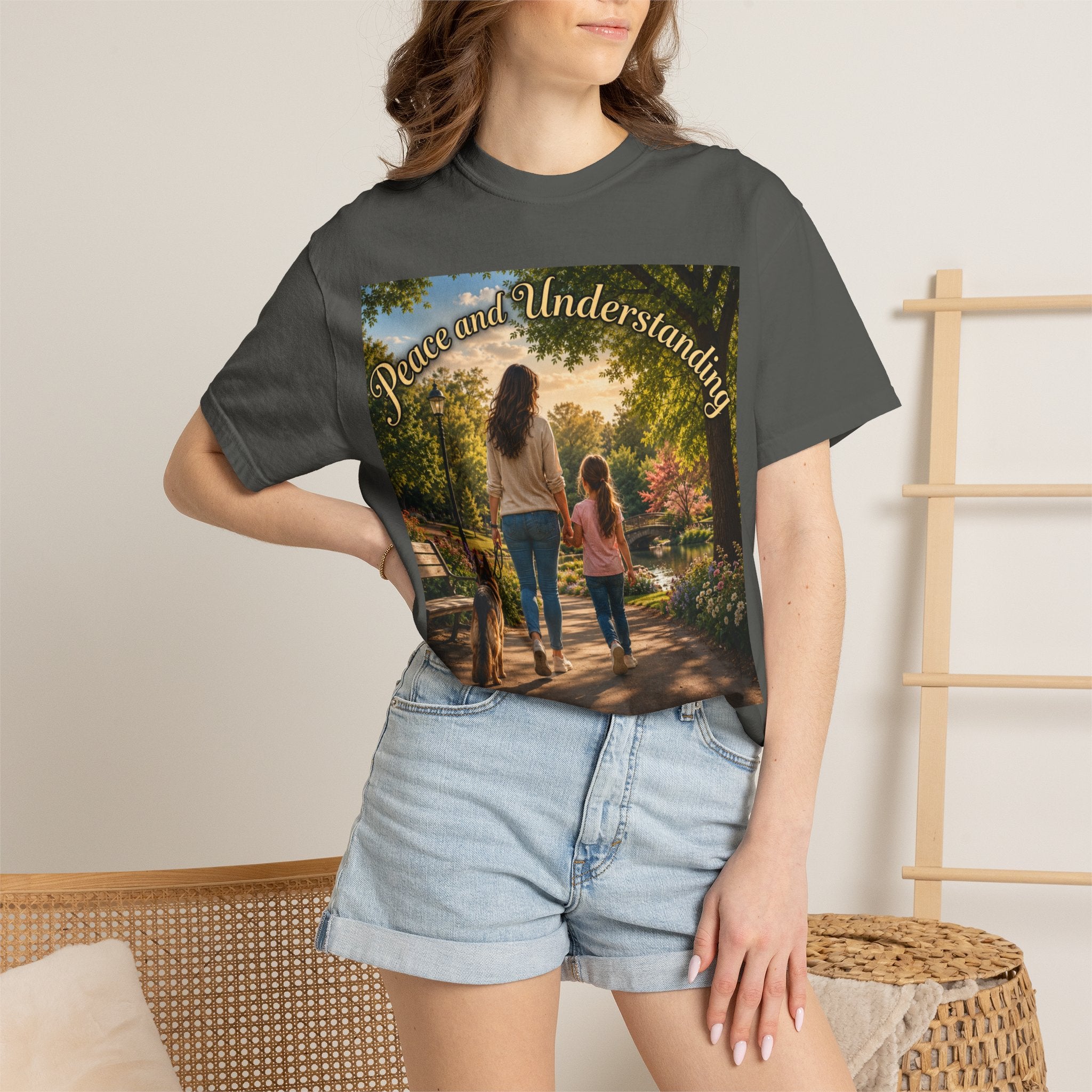 Peace and Understanding T-Shirt — Mom & Daughter Stroll Graphic Tee