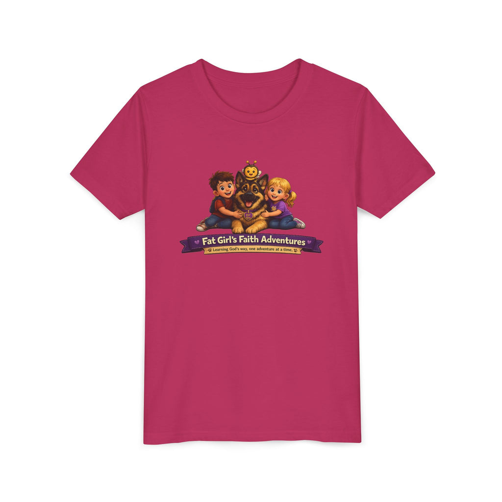 Youth Tee – “Fat Girl’s Faith Adventures” Kids Christian Adventure T‑Shirt
