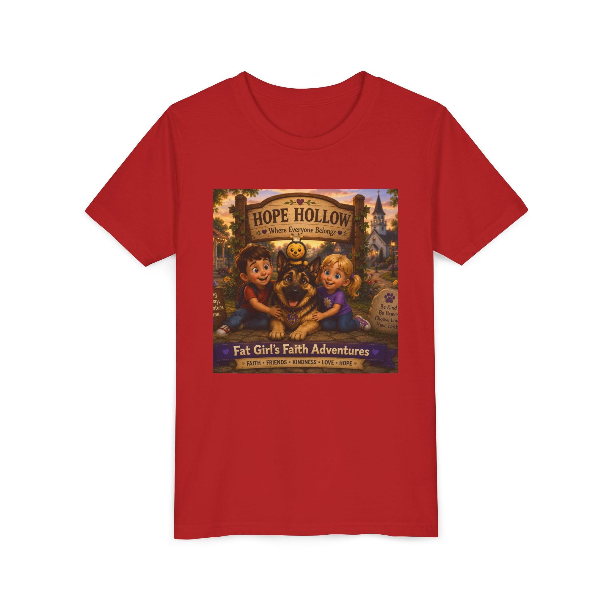 Youth Tee — Hope Hollow 'Fat Girl's Faith Adventures' Retro Kids Graphic Shirt