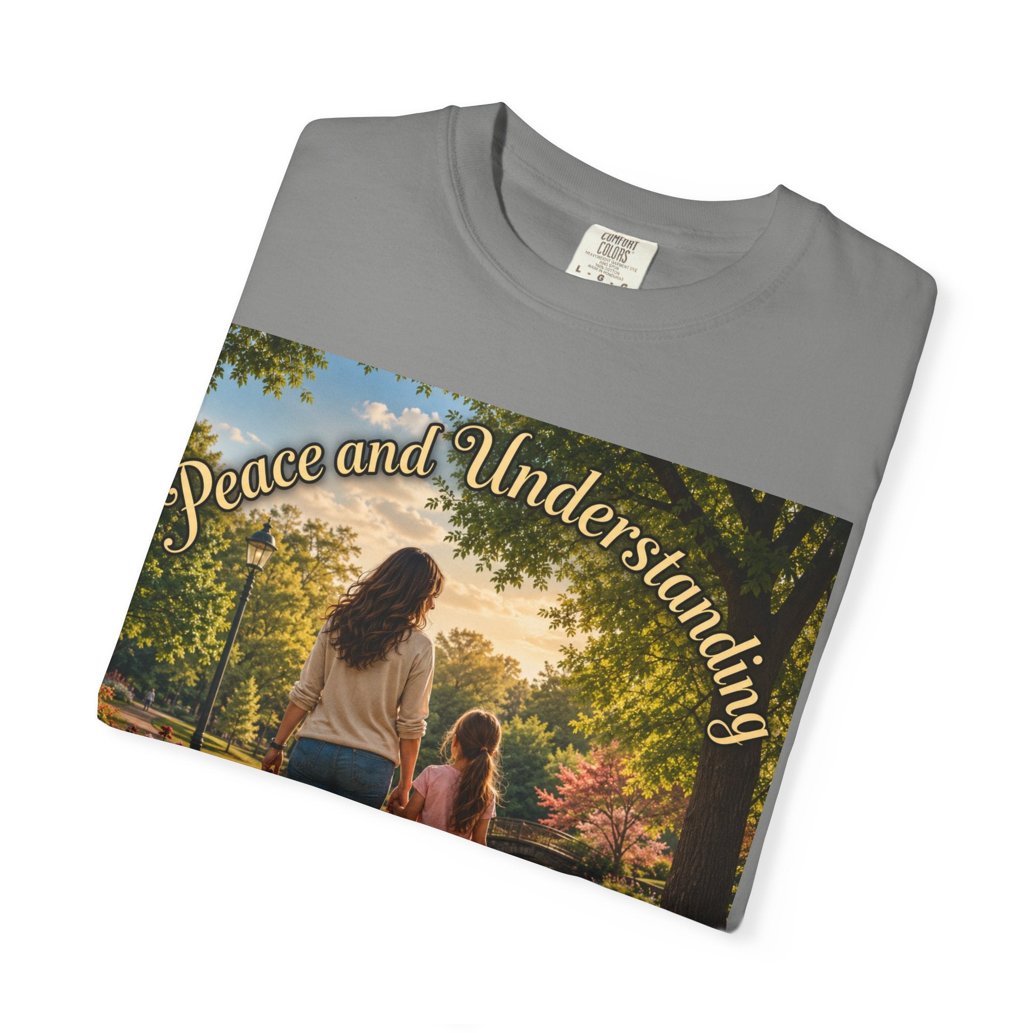 Peace and Understanding T-Shirt — Mom & Daughter Stroll Graphic Tee