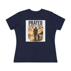 Prayer Changes Things Women’s Tee — Inspirational Christian Faith Shirt (Father & Child Sunset Design)