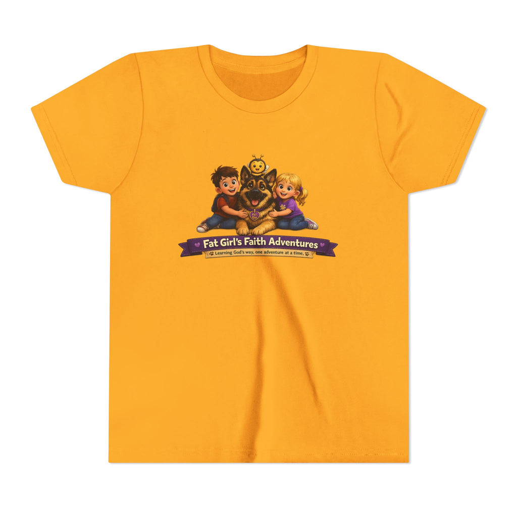 Youth Tee – “Fat Girl’s Faith Adventures” Kids Christian Adventure T‑Shirt