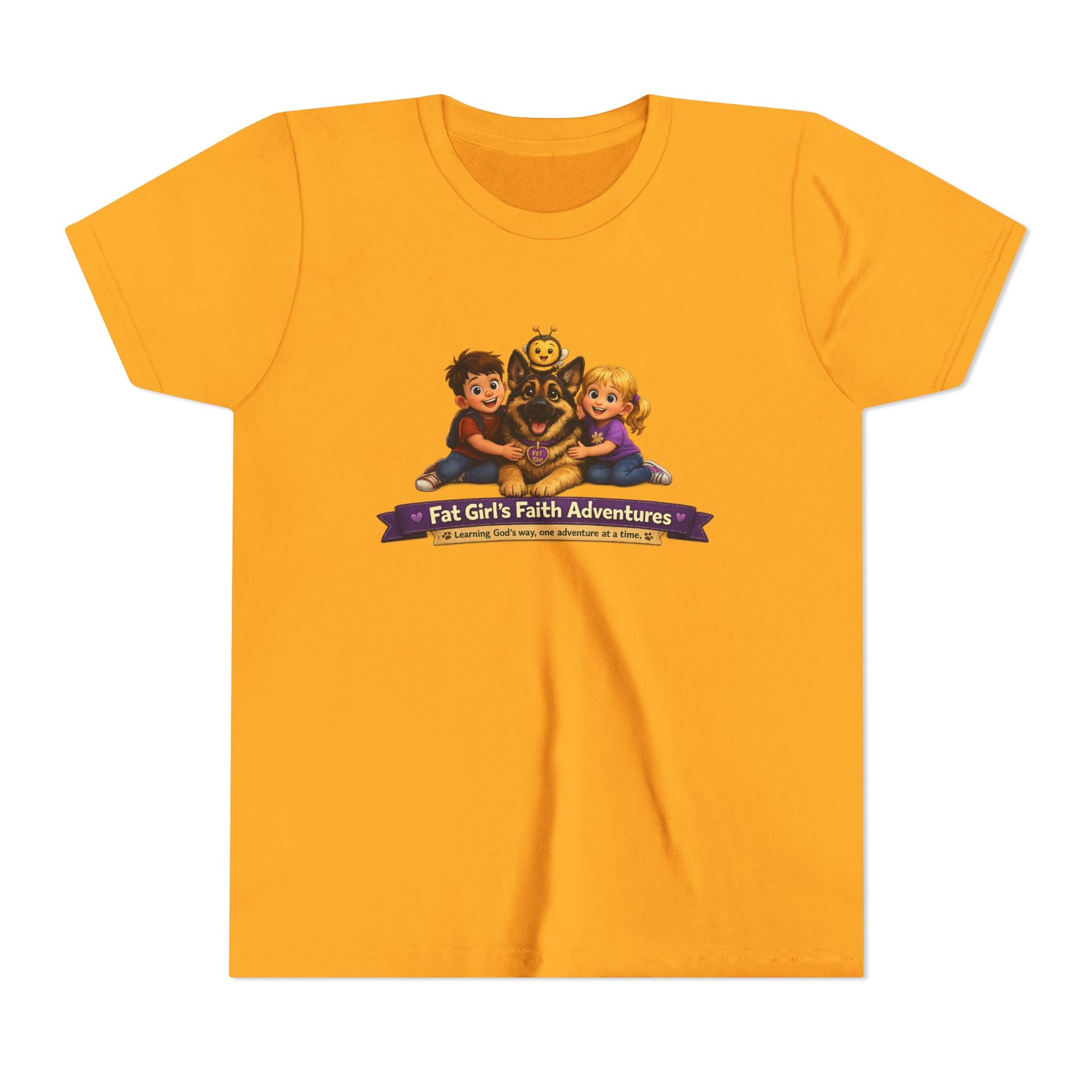 Youth Tee – “Fat Girl’s Faith Adventures” Kids Christian Adventure T‑Shirt