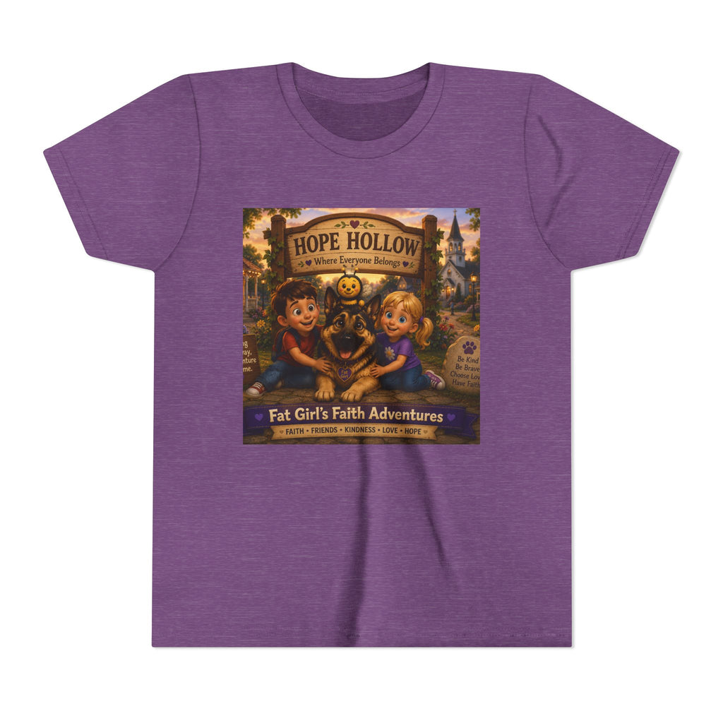 Youth Tee — Hope Hollow 'Fat Girl's Faith Adventures' Retro Kids Graphic Shirt