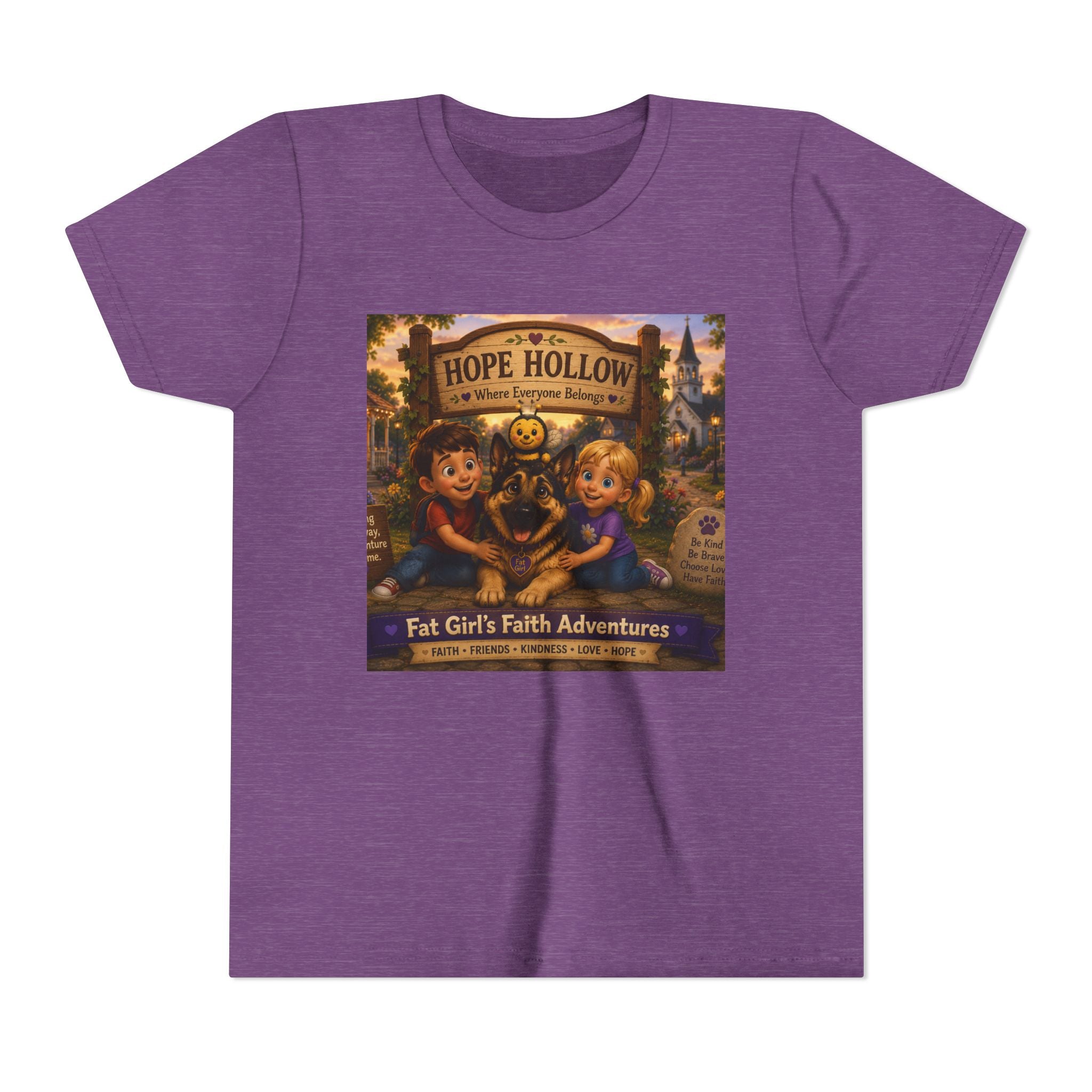 Youth Tee — Hope Hollow 'Fat Girl's Faith Adventures' Retro Kids Graphic Shirt