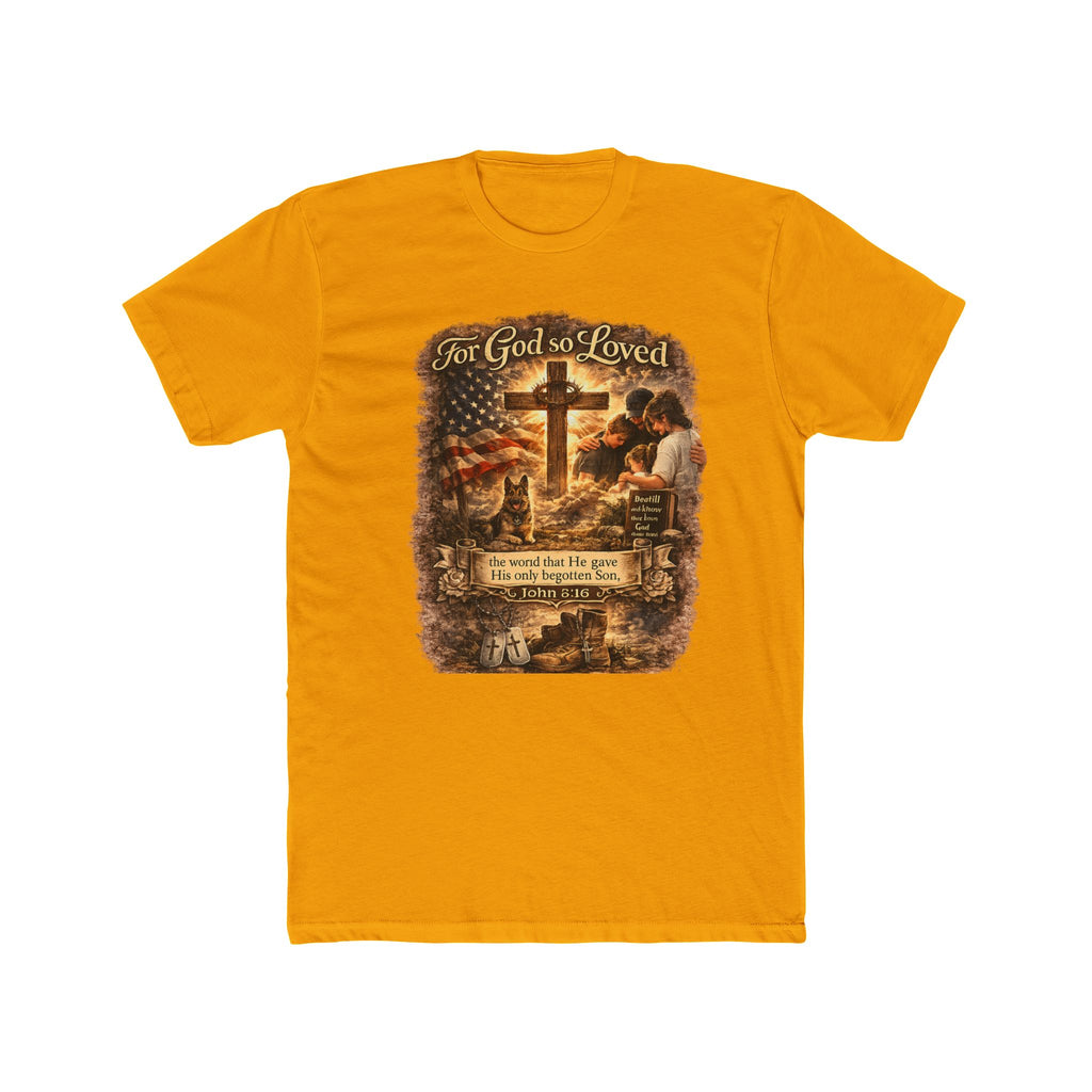 Christian Cross T‑Shirt — "For God So Loved" Prayer Tee