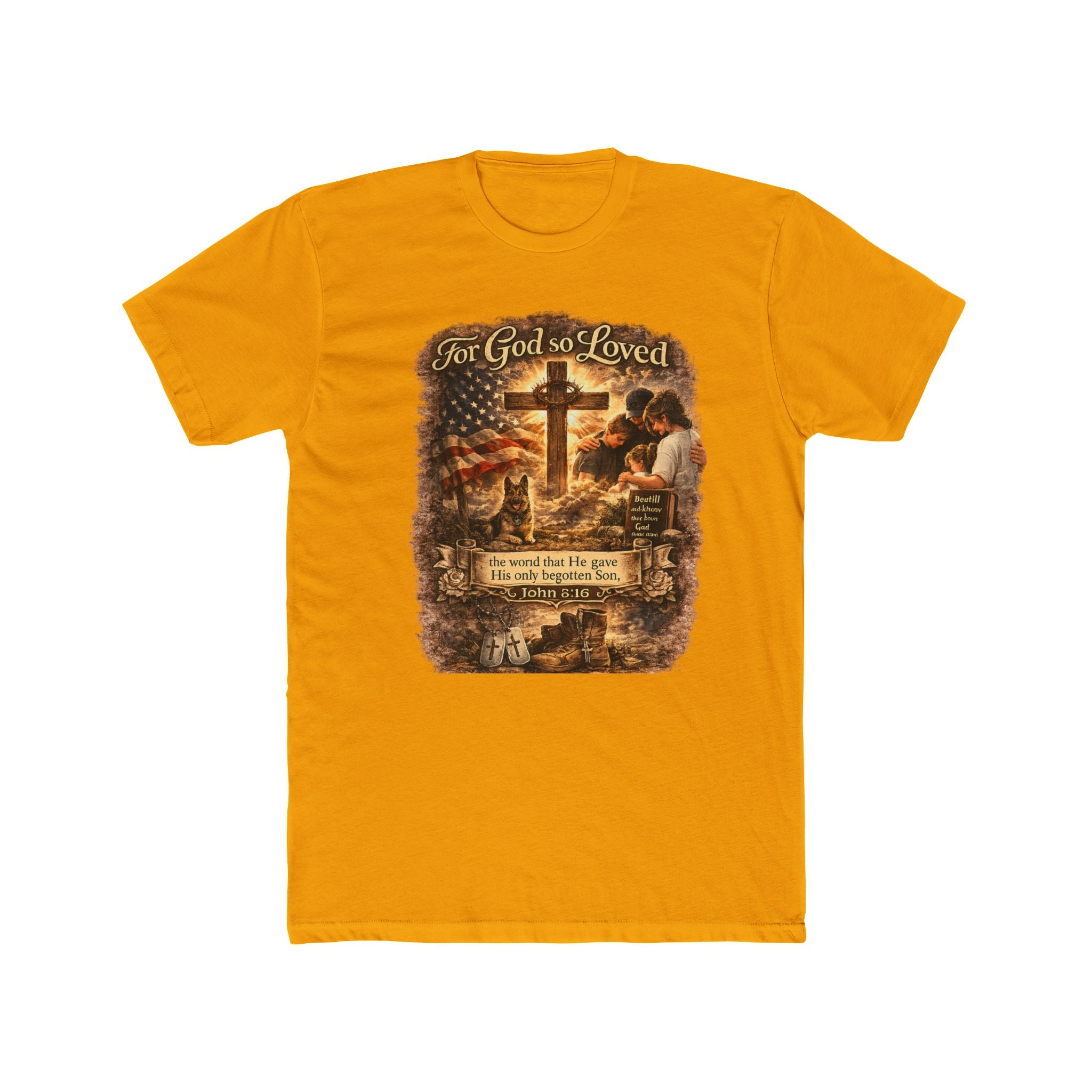 Christian Cross T‑Shirt — "For God So Loved" Prayer Tee