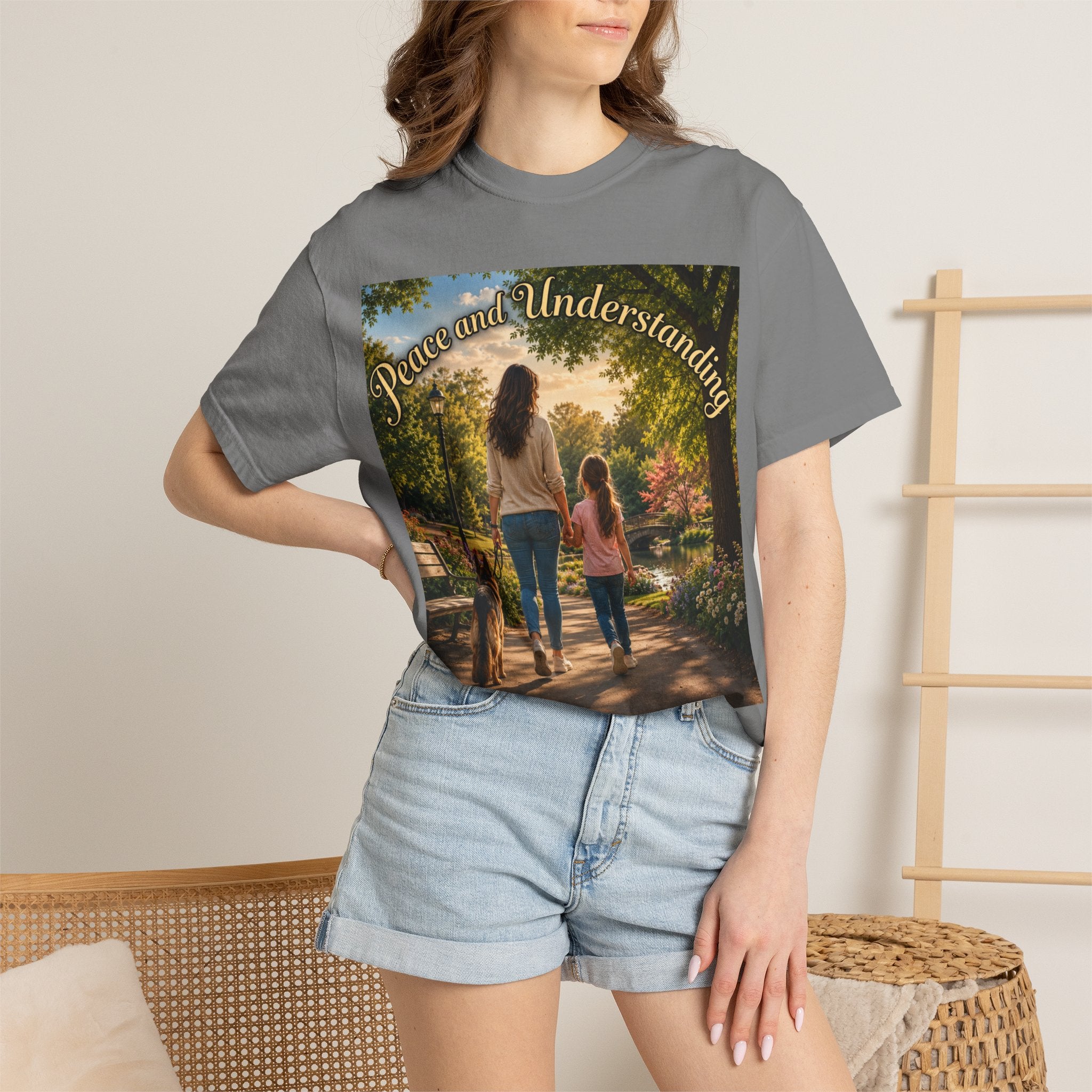 Peace and Understanding T-Shirt — Mom & Daughter Stroll Graphic Tee