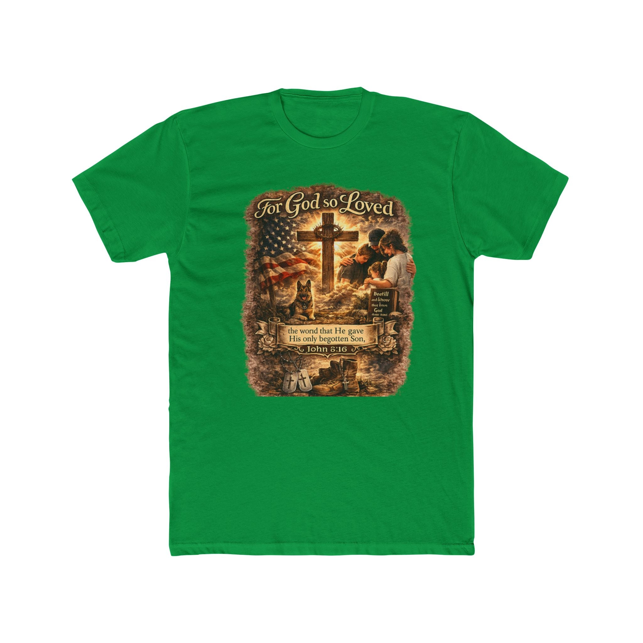 Christian Cross T‑Shirt — "For God So Loved" Prayer Tee