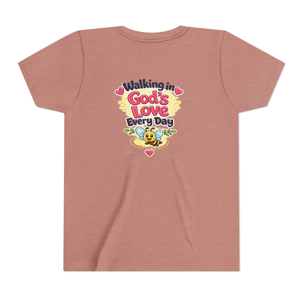 Youth Tee — "Hope Hollow" Christian Kids Shirt with Cute Puppy & "Walking in God's Love Every Day" Design