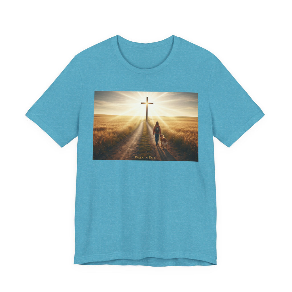 Christian Cross Sunrise Tee — Faith Journey T‑Shirt