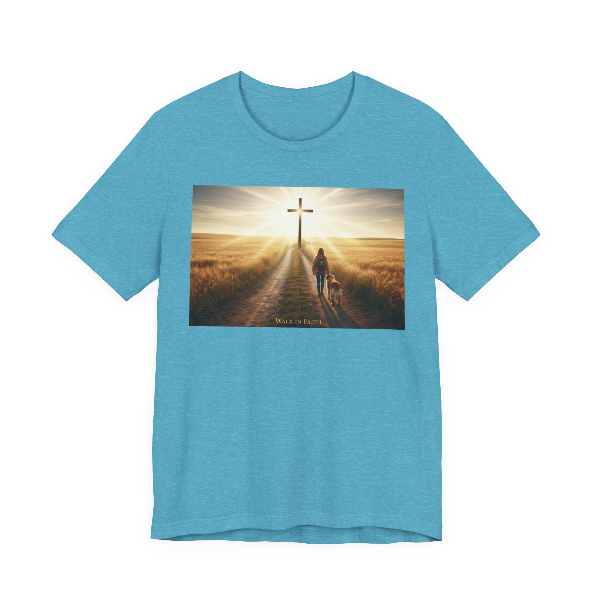 Christian Cross Sunrise Tee — Faith Journey T‑Shirt