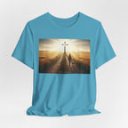 Christian Cross Sunrise Tee — Faith Journey T‑Shirt