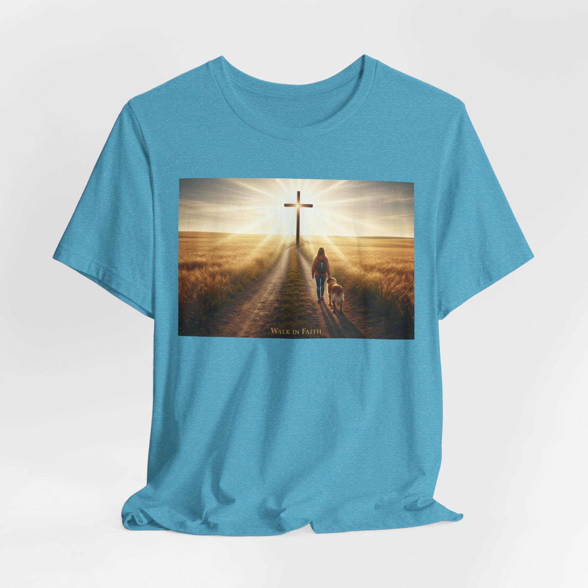 Christian Cross Sunrise Tee — Faith Journey T‑Shirt