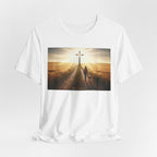 Christian Cross Sunrise Tee — Faith Journey T‑Shirt