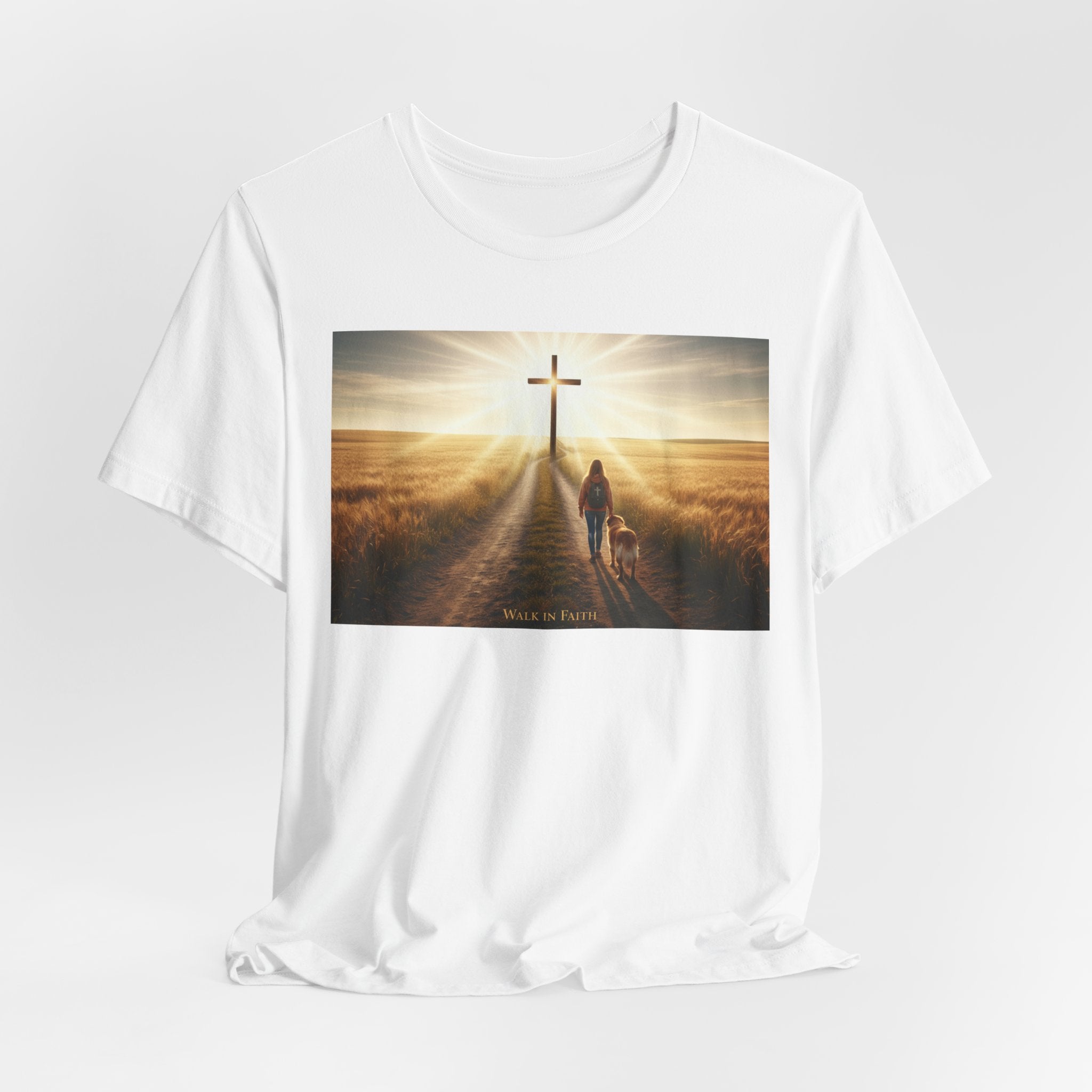 Christian Cross Sunrise Tee — Faith Journey T‑Shirt
