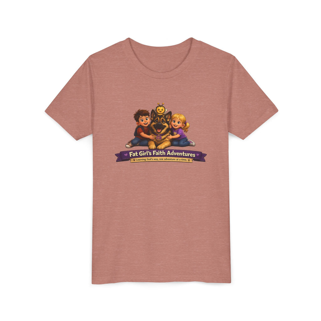 Youth Tee – “Fat Girl’s Faith Adventures” Kids Christian Adventure T‑Shirt