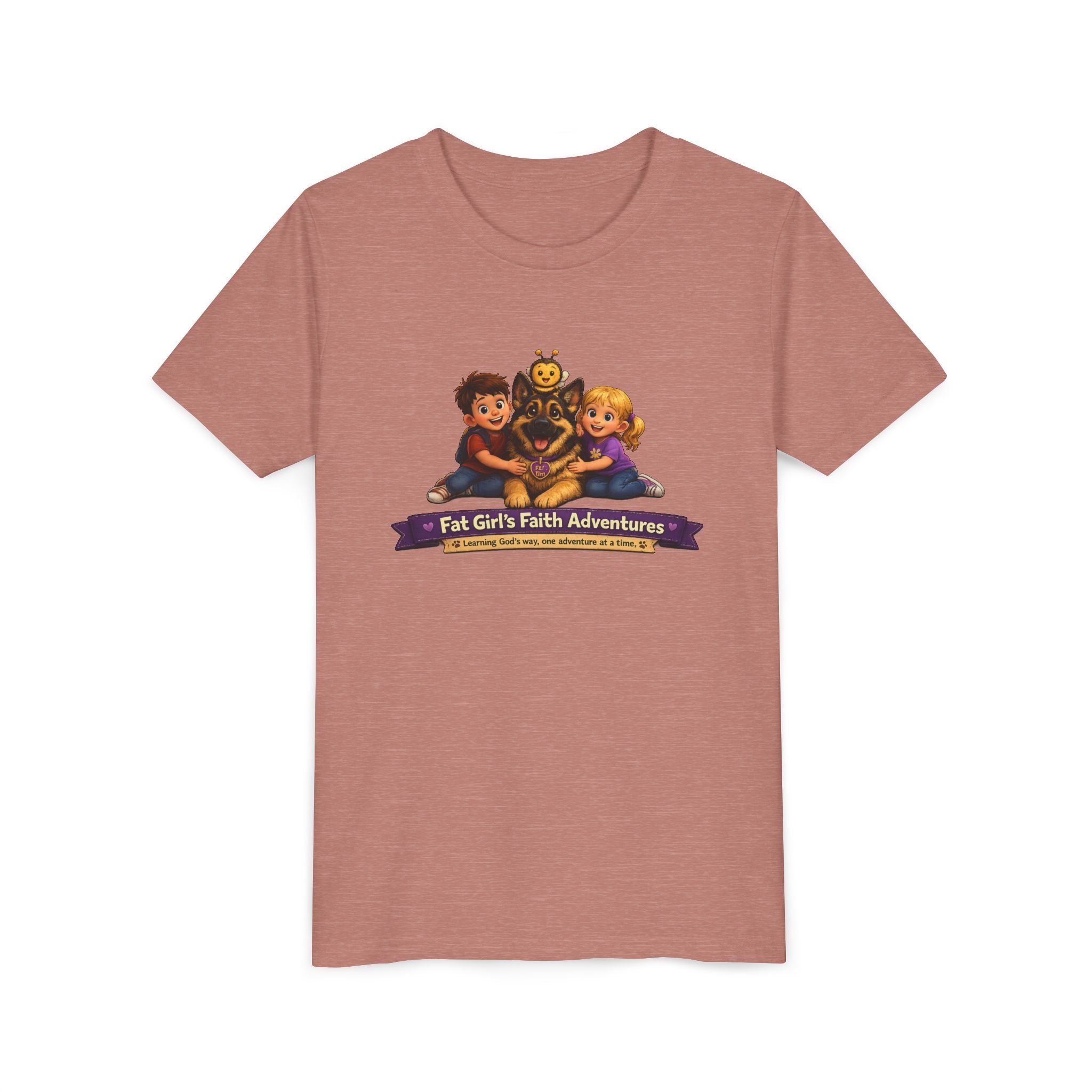 Youth Tee – “Fat Girl’s Faith Adventures” Kids Christian Adventure T‑Shirt