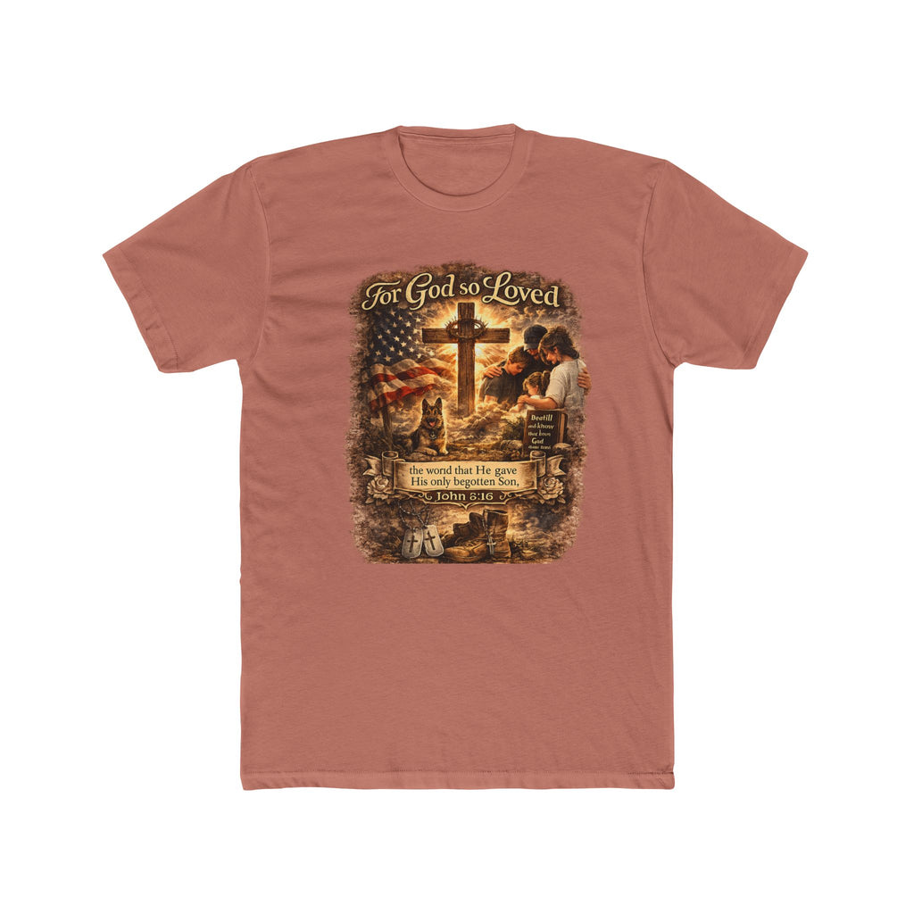 Christian Cross T‑Shirt — "For God So Loved" Prayer Tee