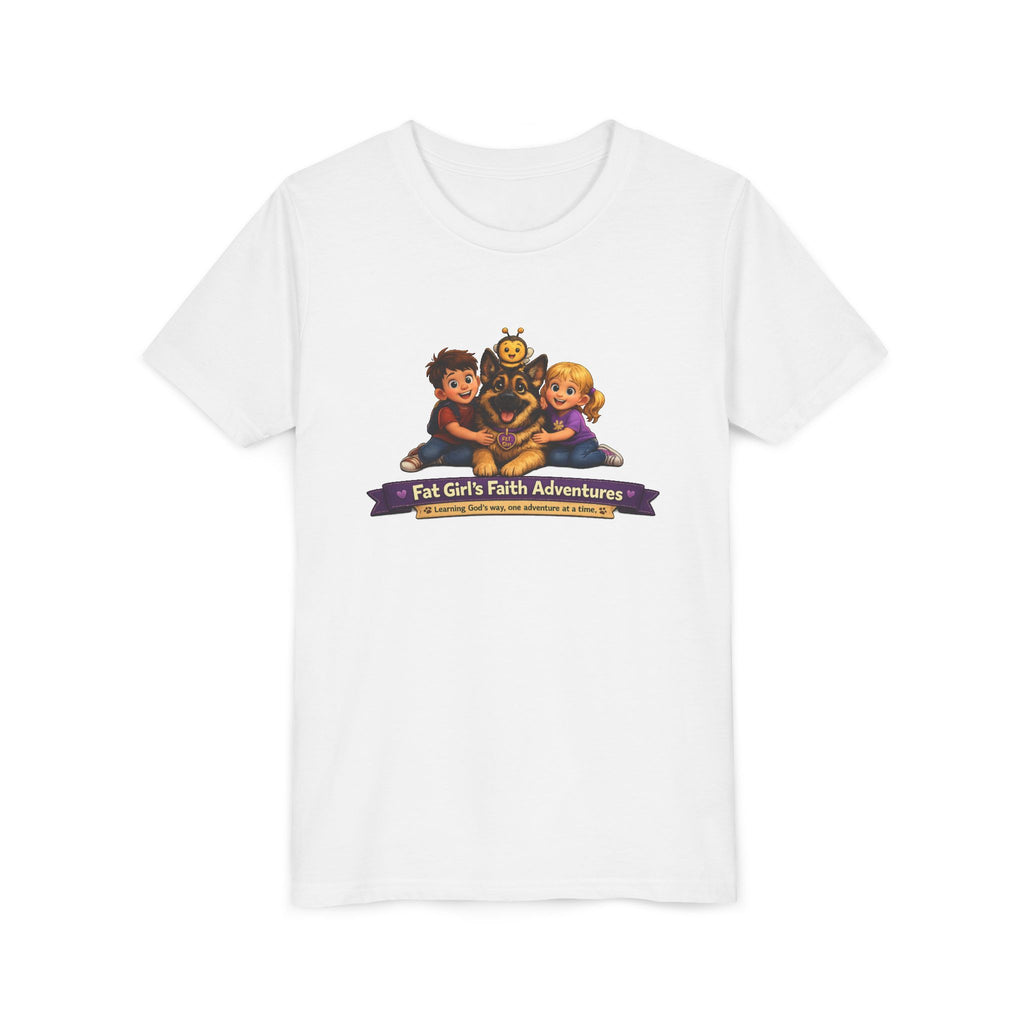 Youth Tee – “Fat Girl’s Faith Adventures” Kids Christian Adventure T‑Shirt