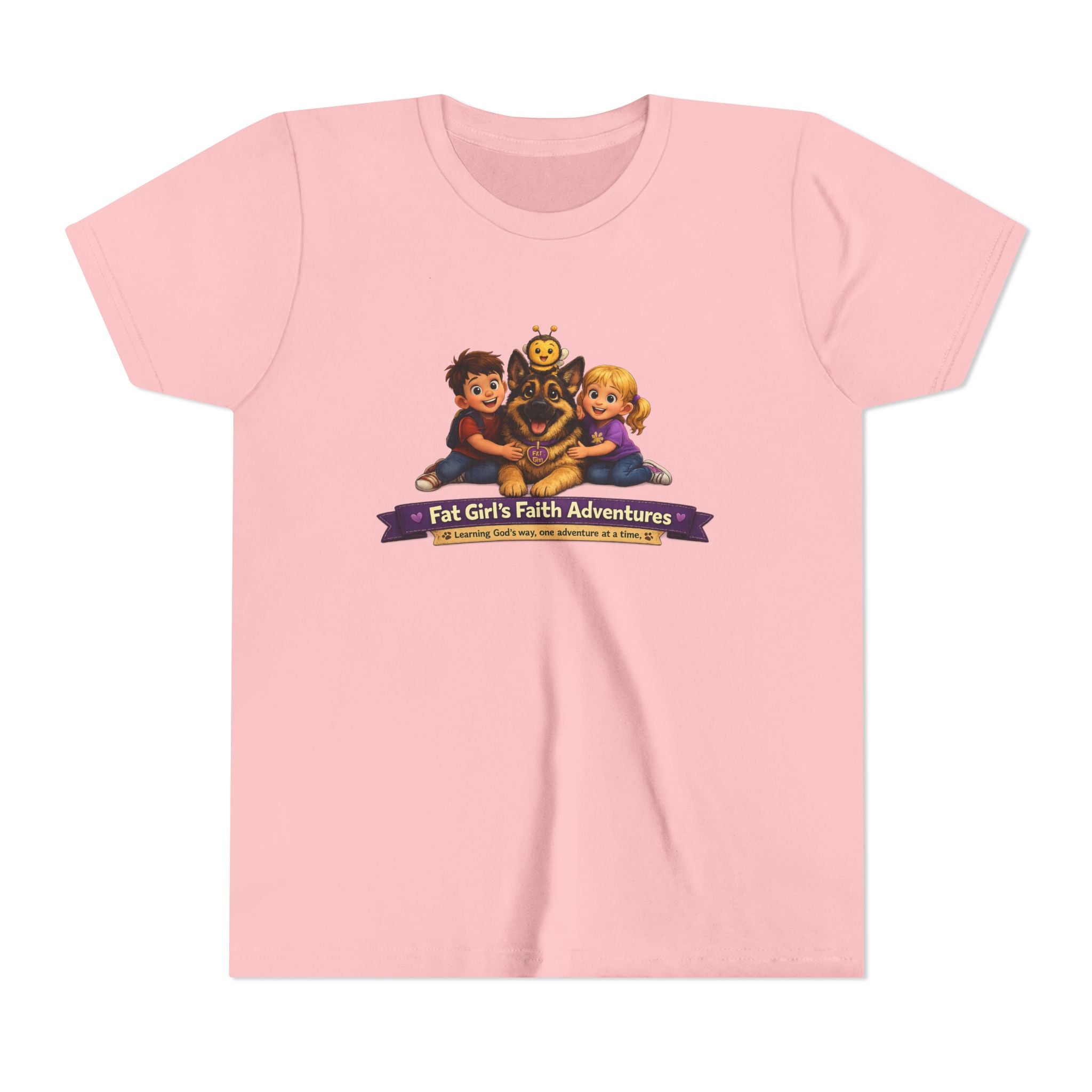 Youth Tee – “Fat Girl’s Faith Adventures” Kids Christian Adventure T‑Shirt
