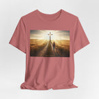 Christian Cross Sunrise Tee — Faith Journey T‑Shirt