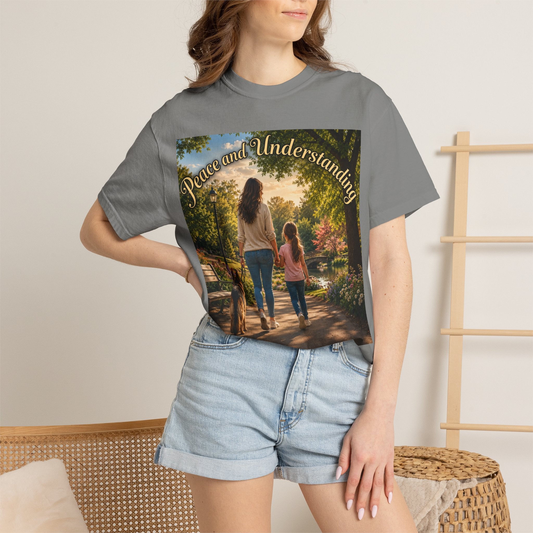 Peace and Understanding T-Shirt — Mom & Daughter Stroll Graphic Tee