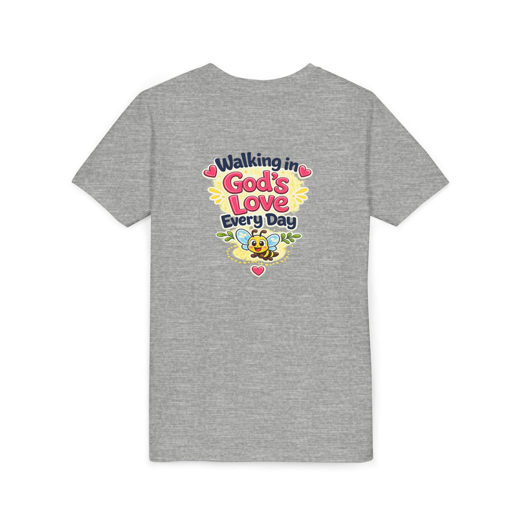 Youth Tee — "Hope Hollow" Christian Kids Shirt with Cute Puppy & "Walking in God's Love Every Day" Design