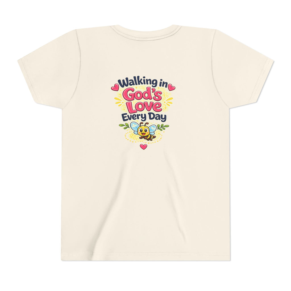 Youth Tee — "Hope Hollow" Christian Kids Shirt with Cute Puppy & "Walking in God's Love Every Day" Design