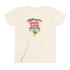 Youth Tee — "Hope Hollow" Christian Kids Shirt with Cute Puppy & "Walking in God's Love Every Day" Design