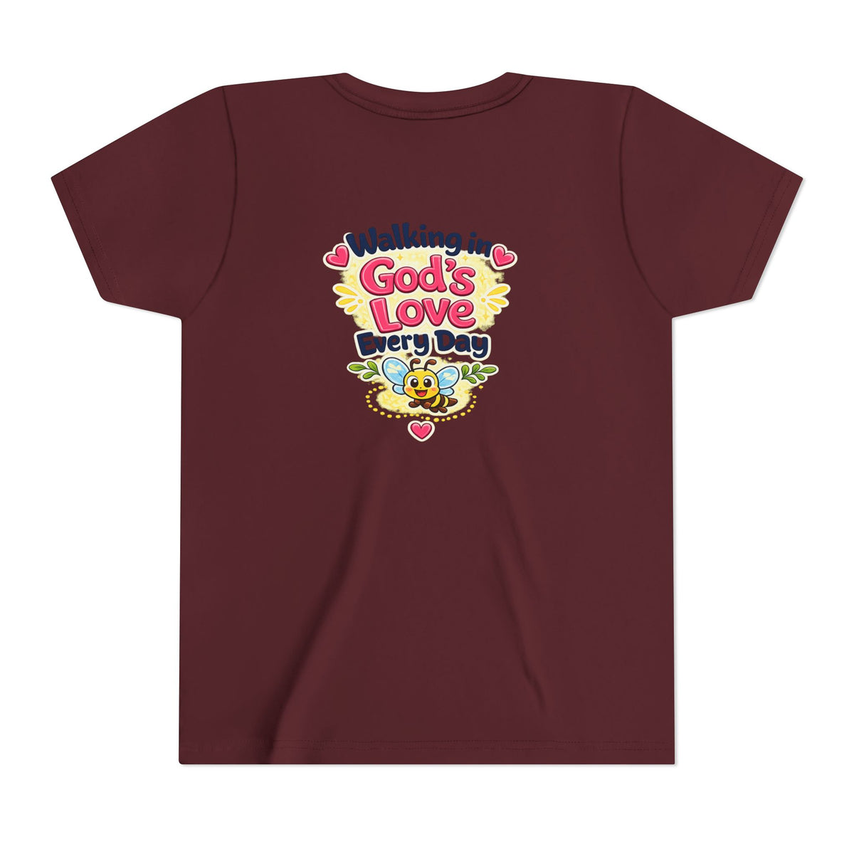 Youth Tee — "Hope Hollow" Christian Kids Shirt with Cute Puppy & "Walking in God's Love Every Day" Design