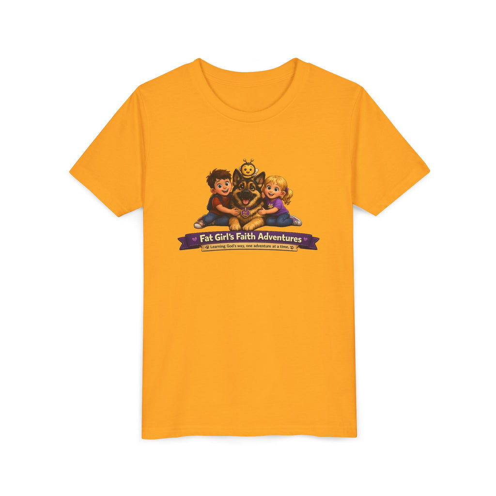 Youth Tee – “Fat Girl’s Faith Adventures” Kids Christian Adventure T‑Shirt