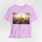 Christian Cross Sunrise Tee — Faith Journey T‑Shirt