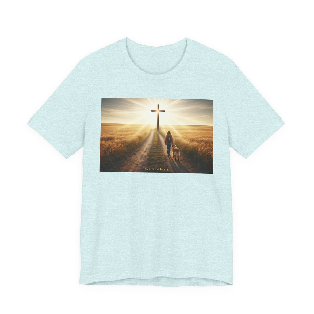 Christian Cross Sunrise Tee — Faith Journey T‑Shirt