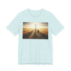 Christian Cross Sunrise Tee — Faith Journey T‑Shirt