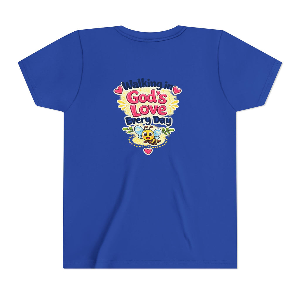 Youth Tee — "Hope Hollow" Christian Kids Shirt with Cute Puppy & "Walking in God's Love Every Day" Design