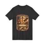 Christian Faith V-Neck Tee — "For God So Loved" Cross & Scripture