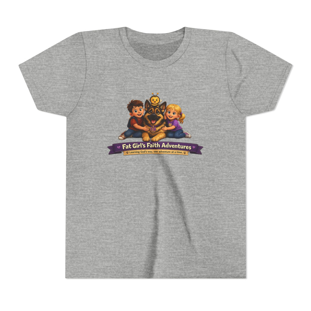 Youth Tee – “Fat Girl’s Faith Adventures” Kids Christian Adventure T‑Shirt