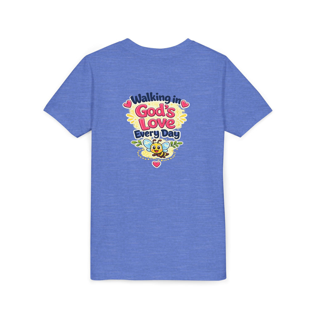 Youth Tee — "Hope Hollow" Christian Kids Shirt with Cute Puppy & "Walking in God's Love Every Day" Design