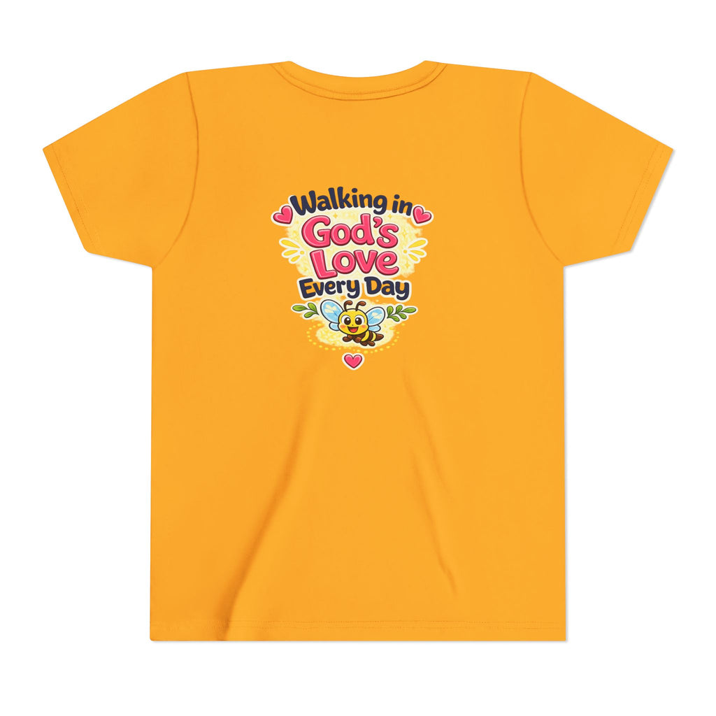 Youth Tee — "Hope Hollow" Christian Kids Shirt with Cute Puppy & "Walking in God's Love Every Day" Design