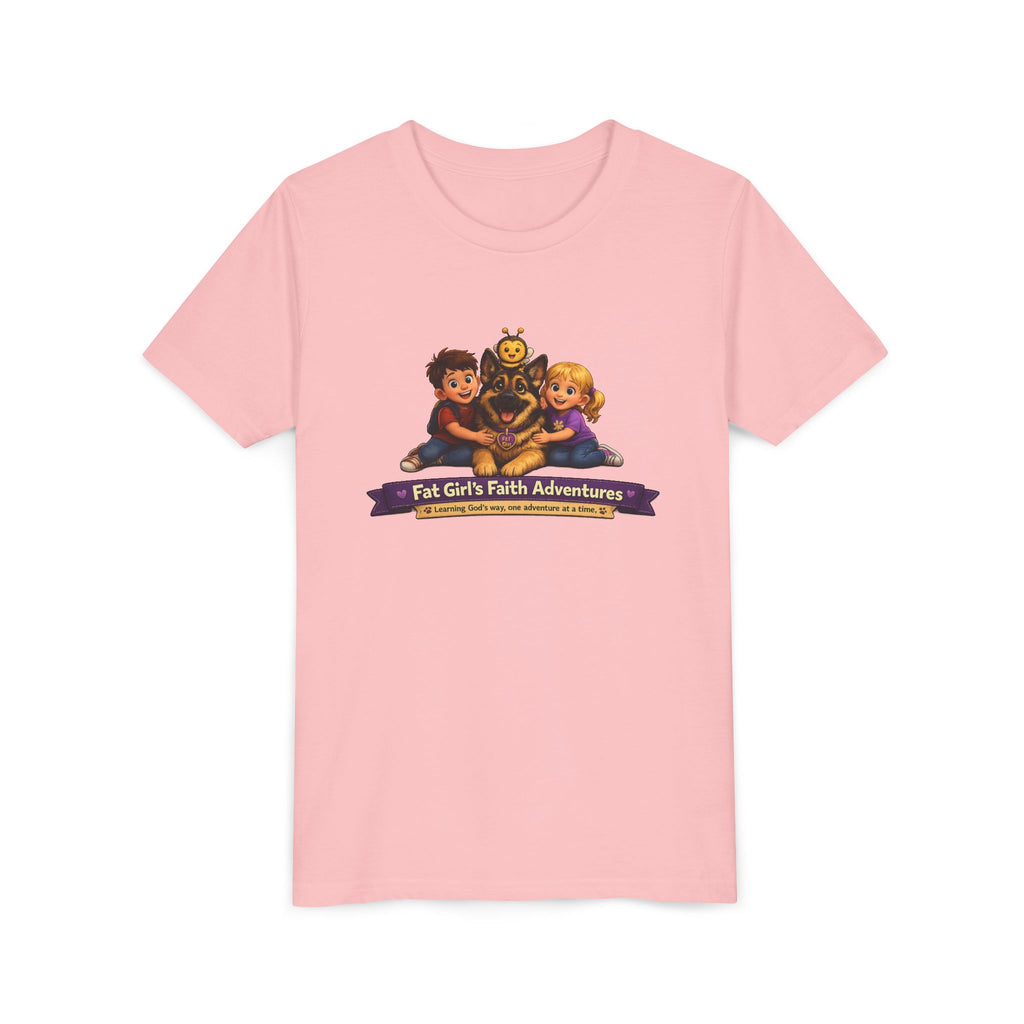 Youth Tee – “Fat Girl’s Faith Adventures” Kids Christian Adventure T‑Shirt