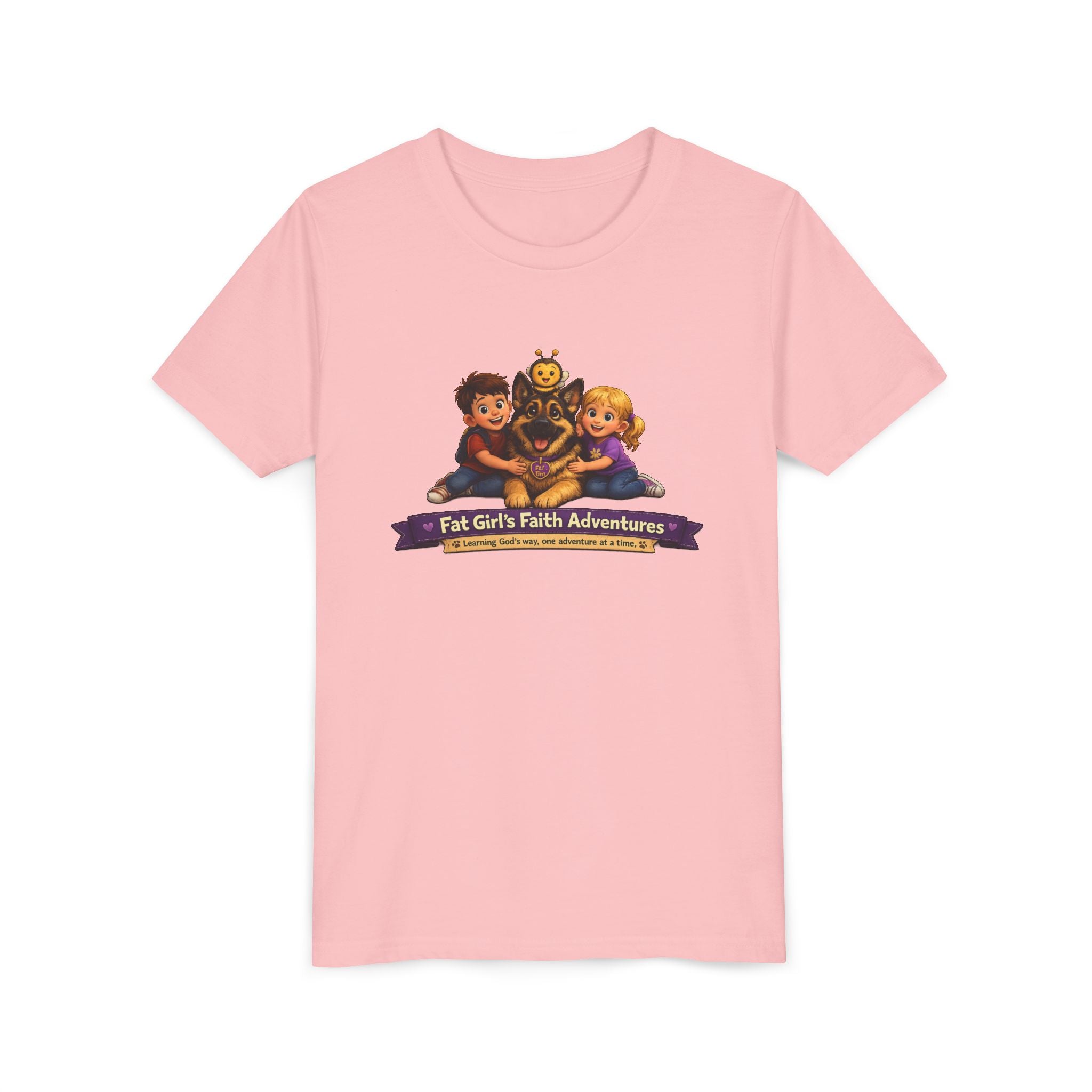 Youth Tee – “Fat Girl’s Faith Adventures” Kids Christian Adventure T‑Shirt