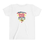 Youth Tee — "Hope Hollow" Christian Kids Shirt with Cute Puppy & "Walking in God's Love Every Day" Design