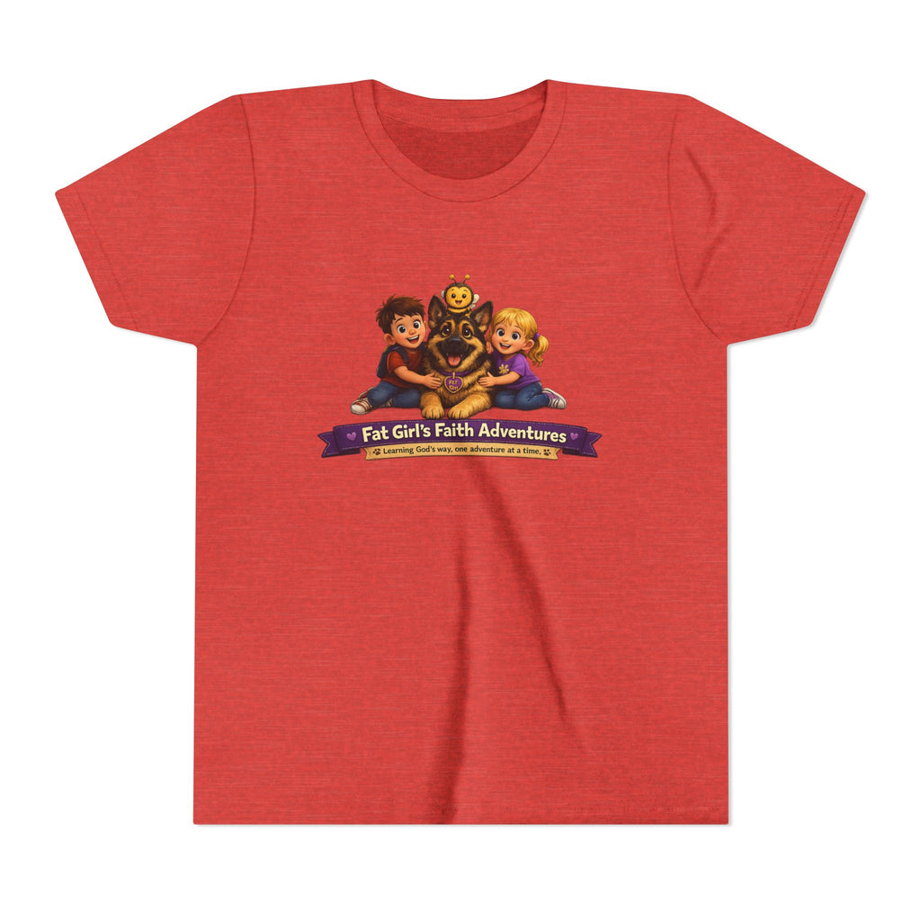 Youth Tee – “Fat Girl’s Faith Adventures” Kids Christian Adventure T‑Shirt
