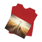 Christian Cross Sunrise Tee — Faith Journey T‑Shirt